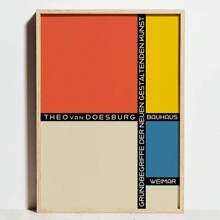 1pc Unframed Modern Geometric Bauhaus Exhibition Poster, Bauhaus Movement Prints, Minimalist Abstract Wall Art Canvas, Suitable For Modern Home Decor, Framed Wall Art - Multicolor - View 106