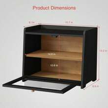 Black Wood Farmhouse Bread Box For Kitchen Countertop - Large Bread Storage Container - For Homemade Bread, Kitchen Counter Corner, Cabinet, Pantry, Cupboard