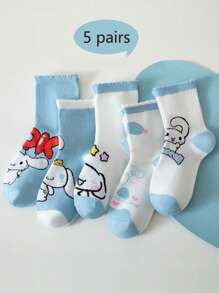 Sanrio Sanrio 5 Pairs Anime Socks Cute College JK Style Blue Mid Tube Socks Women's Stockings & Hosiery (Some Parts May Be Random)