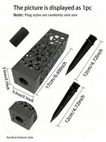 2pcs-Memorial Flower Stand Grave Vases For Cemetery With Stake,Courtyard Decoration Square Cemetery Flowerpot With Spike Ground Outdoor Plant Sign Decoration - Black - View 7