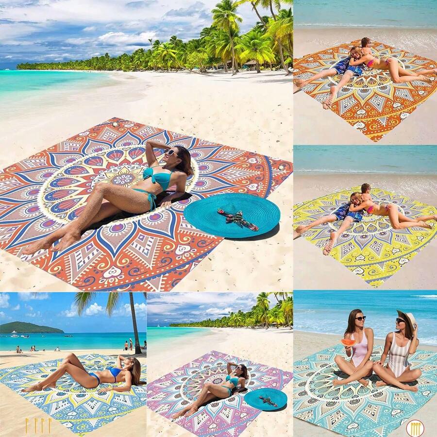 1 Stück Mandala Muster Oversized Stranddecke, leicht und strapazierfähig, Große Größe geeignet für Erwachsene Strandreisen, Camping, Wandern, Picknick