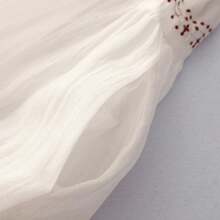 Women's Linen Long Dress Embroidered Crew Neck Short Sleeve Flowy Pleated Summer Casual Maxi Dresses With Pockets - 白色 - 查看 6