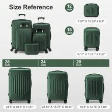 Lightweight Multifunctional Travel Suitcase With 360° Spinner Wheels, 4 Pieces, 12/20/24/28 Inch, Durable Hard Shell, Corner Protection - Dark Green - View 3