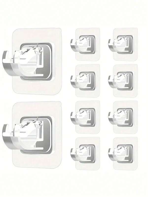 Juego de 6/10/20 soportes autoadhesivos para barras de cortina, ganchos ajustables para barras de cortina sin necesidad de clavos, adecuados para baño, cocina, hotel