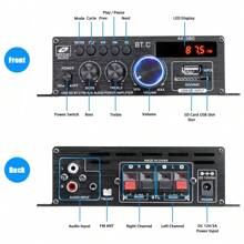 12v Amplificador De Potencia 800w Bluetooth Usb 2 Canales Color Negro - Negro - Ver 6
