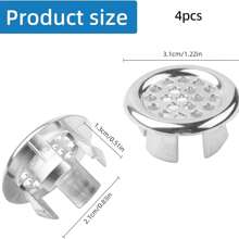 4PCS Bathroom Sink Overflow Ring, Round Sink Plug/Ring & Sink Hole Cover For Drain Cover Sink, Wash Basin Overflow Hole Plug Back To School - Silver - View 10