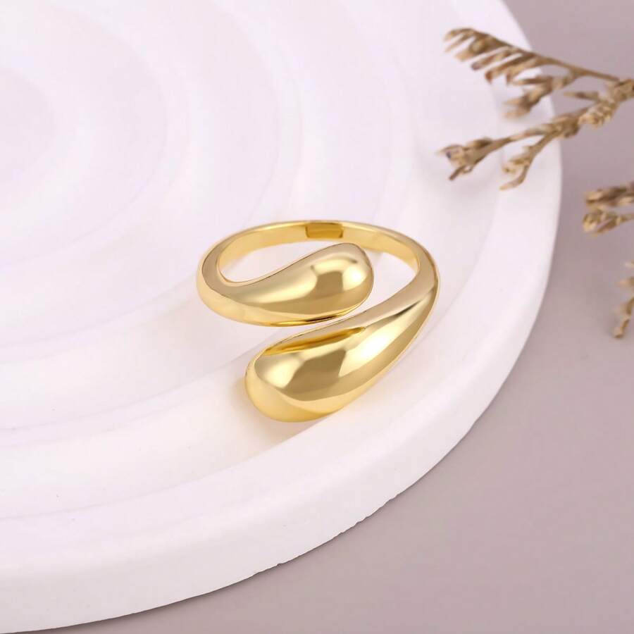 1pc 18k Gold Plated Copper Cross Ring, Suitable For Everyday Wear For Women
