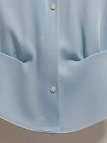 Summer Women's Clothing, French Women's Wear, Elegant Solid-Color Chiffon Button Women's Stand-Up Collar Shirt, Versatile Summer Top For Commuting And Shopping