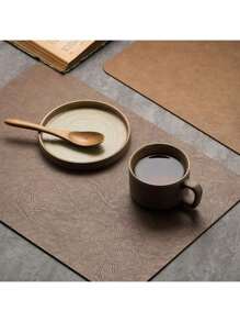 1pc Waterproof And Oil-Proof Heat Resistant Placemat, High-End European Faux Leather Table Mat For Dining Room, Plates And Bowls