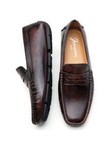 VOSTEY SHOESMORE Men's Brown Loafers Dress Shoes Retro Lightweight Slip On Casual Driving Penny Loafer For Men - AMY3064-棕色 - 查看 7