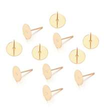 200pcs/Pack Flat Head Iron Earring Posts, Flat Base Earring Pins, DIY Flat Earring Studs For Decorative Jewelry Crafts And Pearl Accessories