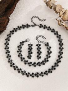 4pcs/Set Luxury White Crystal Earrings, Necklace, Bracelet Jewelry Set For Women, Wedding