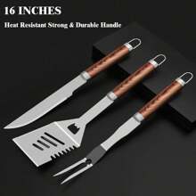 25pcs Extra Thick Stainless Steel Grill Tool Set For Men, Heavy Duty Grilling Accessories Kit For Backyard, BBQ Utensils Gift Set With Spatula,Tongs In Aluminum Case For Birthday Brown