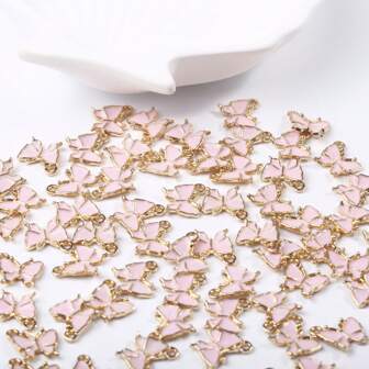 10pcs/Pack Pink Butterfly Decorative DIY Jewelry Pendant Accessories
