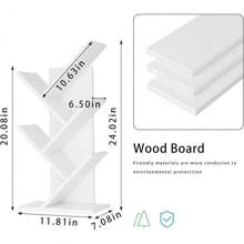 Floor Standing Wood Bookshelf For Narrow Space, Storage Organizer Bookshelves For Books/CDs/Magazine, Bookcase With Shelves For Home Office, Living Room - White