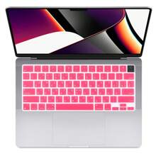1PC Multilingual Black&Pink Silicone Keyboard Cover Skin US Layout Compatible With Mac Book Air 13.6"/15.3" (2021-2025, M2-M4, A2681/A2941/A3113/A3240/A3241) & Pro 14"/16" (M1-M4, A3403/A2991/A2485/A2442) , Silicone Keyboard Protector-Russian Arabic Korean Spanish Thai Taiwanese French - ANSI Layout (US Version) - View 17