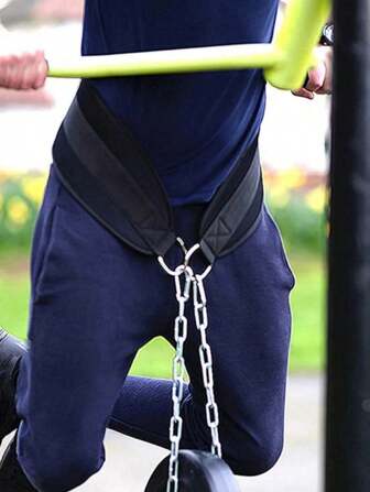 1Pc Thicken Weight Lifting Belt With Chain Dipping Belt For Pull Up Chin Up Kettlebell Barbell Fitness Bodybuilding Gym Belt Gym Accessories