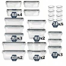 48 pièces/set Boîte de rangement pour aliments, boîtes à lunch, boîte de conservation des aliments avec couvercle facile à fermer (24 couvercles + 24 contenants) - Récipient en plastique hermétique pour utilisation dans les garde-manger, les voyages, les pique-niques, l'organisation de la cuisine, comprend des étiquettes et des marqueurs