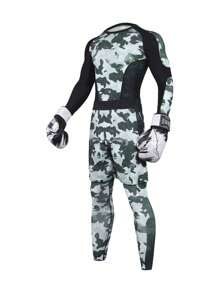 3pcs Outdoor Sports Fitness Running Quick Dry Breathable Workout Basketball Cycling Camo Pattern Milk Silk Close-Fitting Morning Running Suit For Spring And Summer Workout Sets