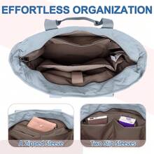 Tote Mujer,  Puffer Tote Bag Bolsas de Mujer Bolsa de Laptop para Trabajo/Profesores/Viajes, Azul - Azul Acero Claro - Ver 3