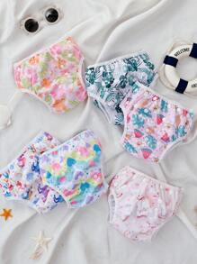 Set de 3 pañales de natación para bebés de secado rápido con malla interior lavable, pantalones de pañal de natación de verano