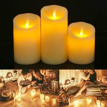 3 Packs Flickering Flameless Candles With Remote, Battery Operated Fake Candles With Timer, Realistic LED Electric Pillar Candles For Home Wedding Birthday Christmas Decoration - 白色 - 查看 8