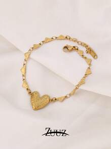 1 件朋克不锈钢心形吊坠手链女式镀金心形链式手链最佳朋友珠宝礼物 - 手鍊 - 查看 6