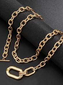 1pc Exquise dubbellaagse aluminium kettingketting - Stapelbaar, Hip-Hop Punk-stijl, Eenvoudig en modieus, Perfect voor dagelijks gebruik door vrouwen, concerten en muziekfestivals