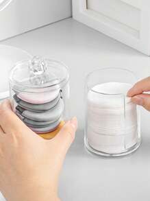 1pc Swab Holder, Makeup Remover Pad Dispenser, Covered Makeup Remover Pad Storage Box, Transparent Cosmetic Organizer, Bathroom Makeup Swab & Pad Holder