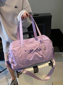 A Travel Luggage Bag Made Of Solid Color Fabric, Large Capacity Hand-Held Shoulder Bag, Yoga Fitness Bag For Loading Clothes At The Gym, Travel Bag That Can Be Worn On A Suitcase For Changing Clothes, Large Capacity Luggage Bag