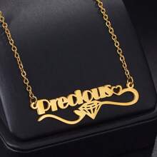 Collar personalizado de acero inoxidable con baño de oro, colgante personalizado elegante y lindo con una cadena delicada, adecuado para uso diario y ocasiones, regalo personalizado, colgante personalizado, diseño refinado, decoración con diamantes, collar de mujer, regalo para el Día de la Madre, collar de pareja, regalo de San Valentín