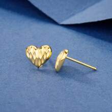 925 Silver Cut-Out Heart Stud Earrings, Heart Textured Heart Shaped Earrings, Fashion Earrings, Elegant Earrings, Party Accessories, Valentine's Day Gift, Eid Festival Jewelry, Daily Wear, Romantic Date, Birthday Gift, Exquisite Jewelry, Retro Design, Personalized Accessory, Classic, Sparkling, Women's Fashion, Recommended, Gift Choice, Special Occasion, Couples Earrings, Holiday Gift, Refined, Artistic Design, Graceful Style, Perfect Match, Selection, Popular