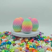 Creative New 3D Printed Luminous Colorful Eggs With Mini Bunny Figurines, Easter Hot Selling Crafts Small Decor Gifts, Quality Wholesale In-Stock