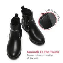 Girls Mid Calf Riding Combat Boots Zip Ankle Boots - Black - View 8