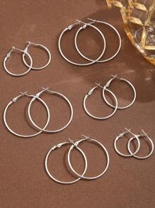12pcs/Set Simple Round Shape Hoop Earrings, Fashionable Exaggerated Geometric Circle Design Jewelry Suitable For Women's Daily Wear