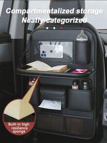 1 Peça/2 Peças Bolsa de Armazenamento nas Costas do Assento do Carro de Grande Capacidade, Organizador de Assento de Carro com Bandeja Dobrável para Tablet, Porta-Copos/Lenços, Bolsa de Armazenamento no Banco Traseiro, Bolsa Organizadora Automotiva de Vários Bolsos