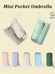 Portable Mini Pocket Umbrella, Multi-Color Foldable,Six-Fold Umbrella, Rainy And Sunny Dual-Use Umbrella, High-Quality Umbrella Uv Protection Mini Umbrella For Sun And Rain, Portable Pocket Umbrella With Uv Coating, 6 Ribs Reinforced Sun Umbrella For Travelling(Does Not Include Box, Only Umbrella) Holiday Vacation Travel Accessories Summer Travel Essentials Beach