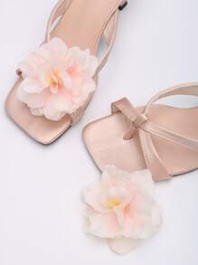 1 双（2 件）可拆卸 DIY 鞋配件时尚优雅仿牡丹花装饰适用于高跟鞋、凉鞋、浅口鞋、新娘婚鞋、派对鞋，白色/粉色/银色' - 香檳色 - 查看 4