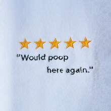 1pc, 35x75cm Microfiber 5 Stars Would Poop Here Again Embroided Hand Towel Funny Prank Theme Towel For Kitchen Bathroom Decor Summer Back To SchoolFor Beauty Salon Home Bathroom