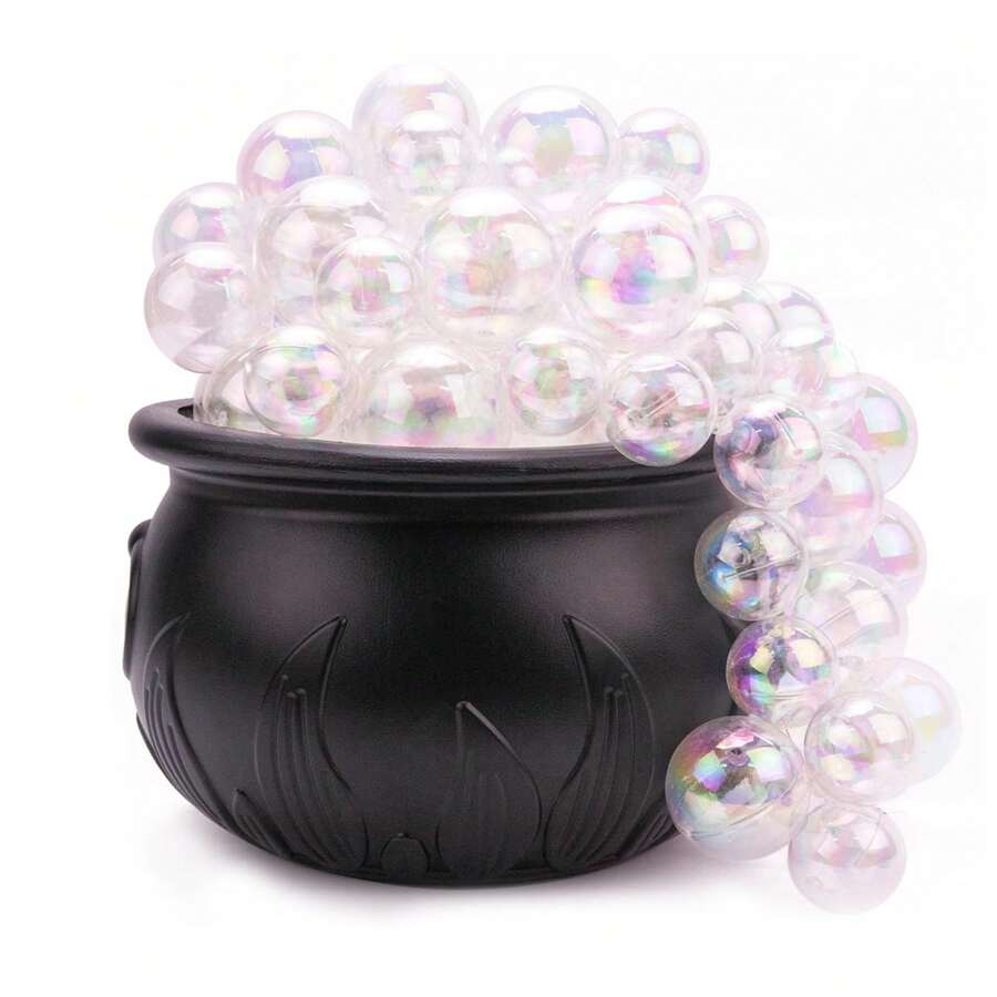 Bubbling Cauldron With Violet Light Black Witches Bubbling Cauldron For Storing Candy Desktop Decoration Ornament - 1pc - 查看 1