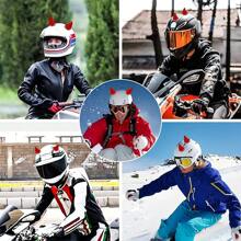 2 piezas Cuerno de goma decorativo en forma de cuernos lindos para casco de motocicleta todo terreno de cara completa, accesorios para motocicleta y automóvil - Unitalla - Ver 4