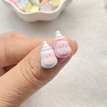 10/30/50 sztuk Miniaturowe dekoracje na butelki mleka, kolorowe żywiczne płaskie dno kryształowe małe figurki, motywy kreskówkowego jedzenia, odpowiednie do scrapbookingu, zdobienia paznokci, tworzenia biżuterii i rzemiosła świątecznego - losowa mieszanka - Wielokolorowe - Zobacz 2