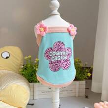 Spring And Autumn Cute Style Pet Cat Dog Clothes Teddy Bear VIP Tank Top Dopamine Strap - Blue - View 7