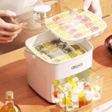 Molde para cubitos de hielo extra grande de 48 compartimentos con deslizamiento fácil - Bandeja de almacenamiento de plástico de doble capa para el refrigerador - Perfecto para el whisky y los cócteles, un accesorio de cocina esencial