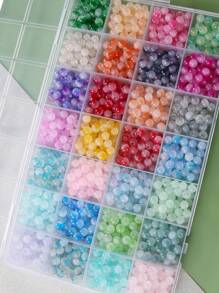 160pcs/400pcs/300pcs/8mm/840pcs6mm Gradient Multicolor Glass Round Beads For Bracelets, Necklaces, Earrings, Jewelry, Jewelry Making, Beads, Crystal Beads, DIY Crafts, Crystal Sets, Healing Chakra Beads, Suitable For Holiday Decoration, Wedding Decoration, Valentine's Gifts. Accessories Include Two Elastic Wires, 1 Scissors, And 60 Beads
