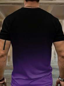Conjunto de camiseta de manga corta con cuello redondo y pantalón largo con estampado de degradado para hombre