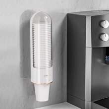1 pieza Dispensador de vasos de papel desechables de tipo de extracción, soporte plástico para vasos, organizador de almacenamiento anti-polvo para oficina y hogar - Multicolor - Ver 14