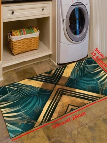 1pc 'Metal Leaves' Non-Slip Runner Rug, Machine Washable, Carpet For Entryway Living Room Bedroom Room, Outdoor Patio Garden Yard Decor Rug, Home Decor, Room Decor, Area Rug, Tapestry
