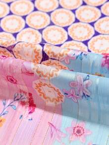 Acelitt Women's Bohemian Style Polka Dot Print Batwing Sleeve Loose Casual Kimono Jacket, Suitable For Travel, Beach, Vacation In Summer - Purple - View 10