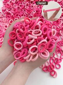 100pcs Pink Hair Scrunchies, Sweet & Simple Style, High Elasticity, Suitable For Casual Daily Use, All Season